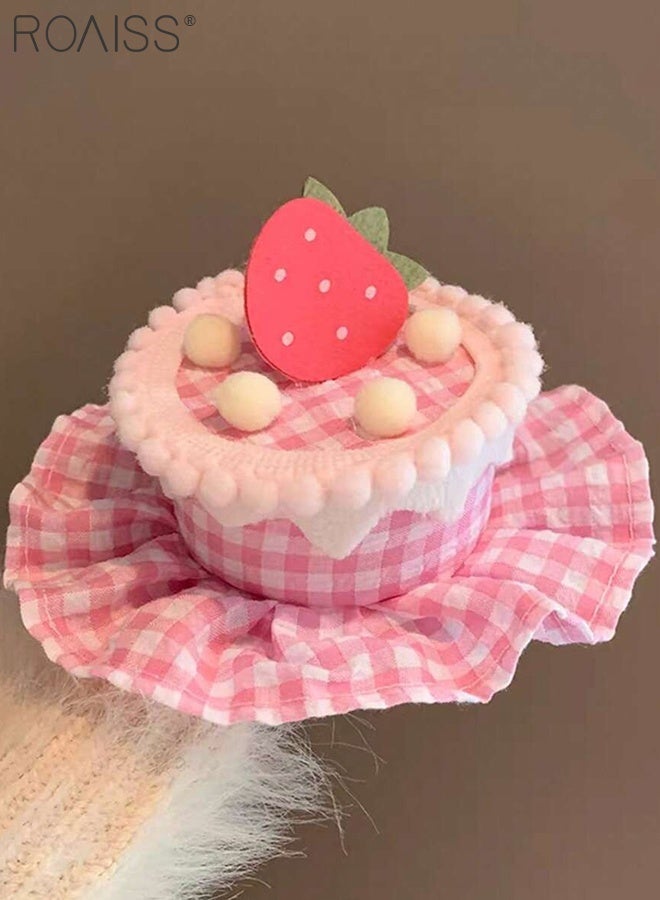 roaiss 2 Pcs Stylish Cake-themed Hair Clips, Pink Strawberry Cake Hair Clip and Cherry Cake Lace Hair Clip, Perfect for Birthday Parties and Photoshoots - Image 5